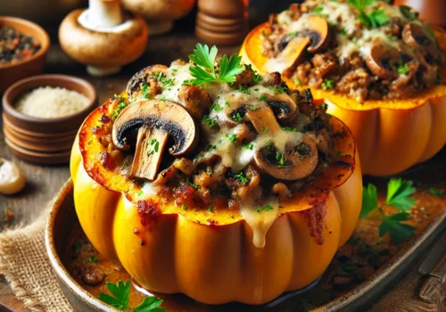 דלעת ערמונים ממולאת בפטריות בתנור - מתכון אגדי ומעלף