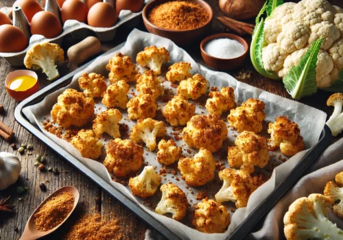 כרובית קריספית אפויה בתנור שיוצאת טיל