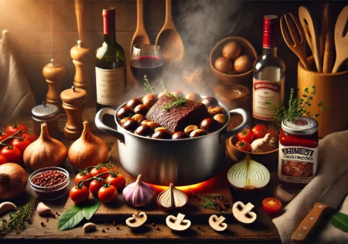 מתכון לבשר בתנור עם ערמונים ופטריות