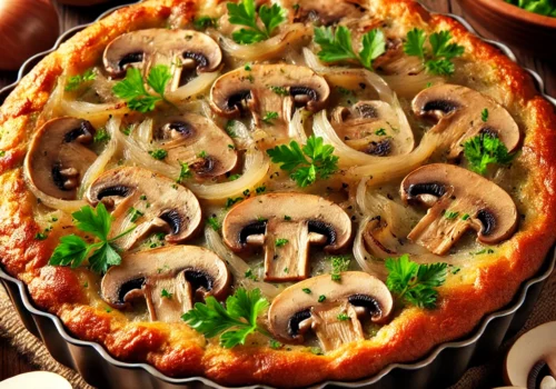 פשטידת פטריות ובצל ללא גלוטן: מתכון קל ומדהים