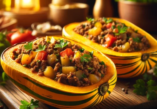 דלעת ערמונים ממולאת בשר בתנור (מנה טעימה טיל!)