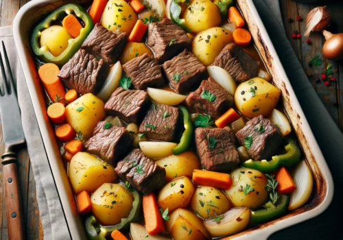 קוביות בשר מספר 5 בתנור עם תפוחי אדמה הכי טעים בעולם