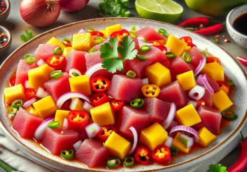 סביצ'ה טונה אדומה עם מנגו בסגנון אסייתי - המתכון הכי טעים שיש