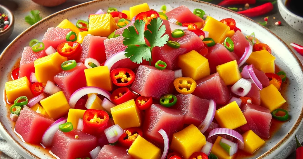 סביצ'ה טונה אדומה עם מנגו בסגנון אסייתי - המתכון הכי טעים שיש