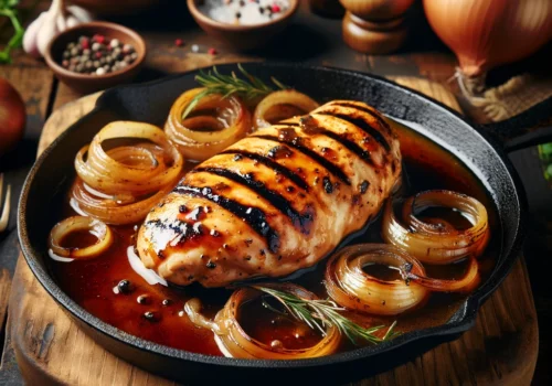חזה עוף במחבת פסים עם בצל ורוטב מדהים