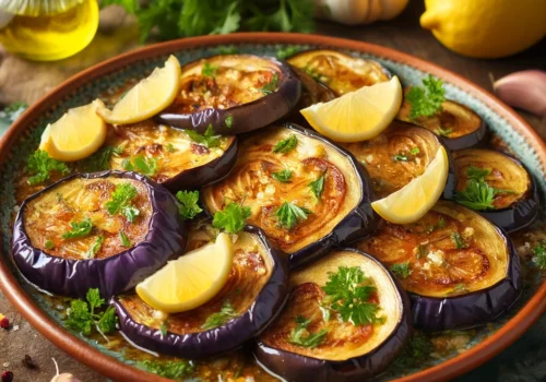 חצילים בתנור עם שום ולימון - אין יותר ים תיכוני מזה!