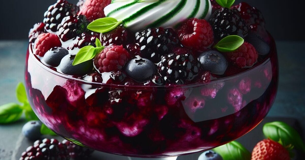 קינוח פירות יער עם מרנג בזיליקום