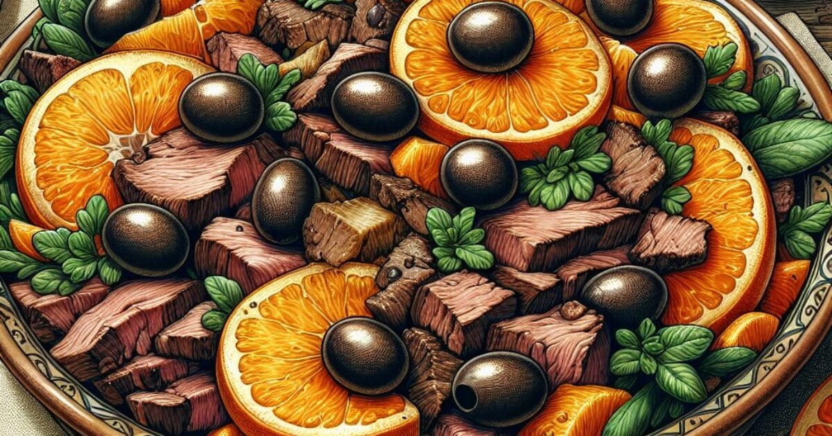 תבשיל בשר עם תפוזים וזיתים