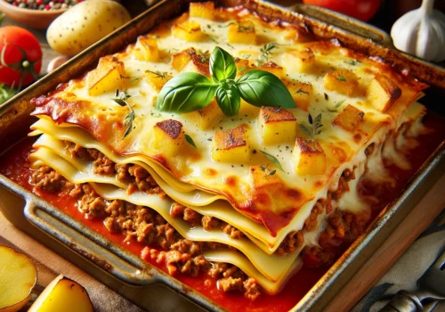 לזניה תפוחי אדמה ובשר טחון