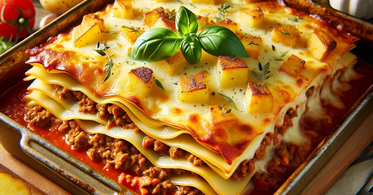 לזניה תפוחי אדמה ובשר טחון