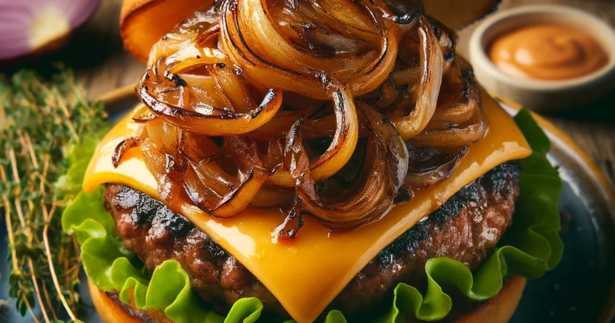 בצל מקורמל להמבורגר