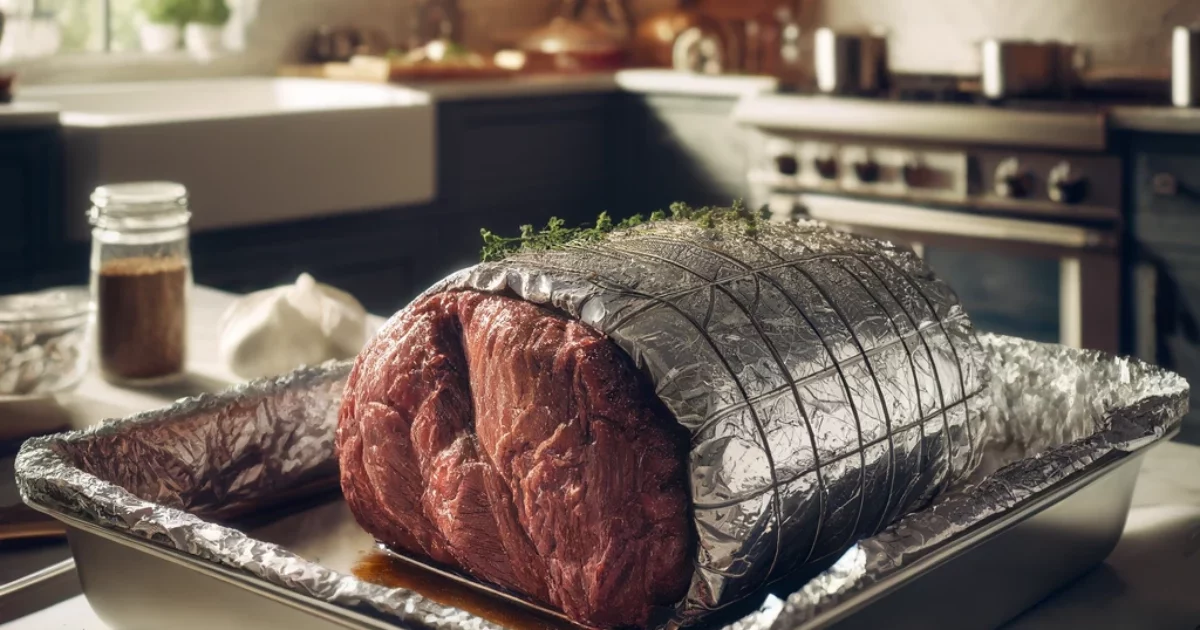 צלי בקר בתנור עטוף בנייר כסף