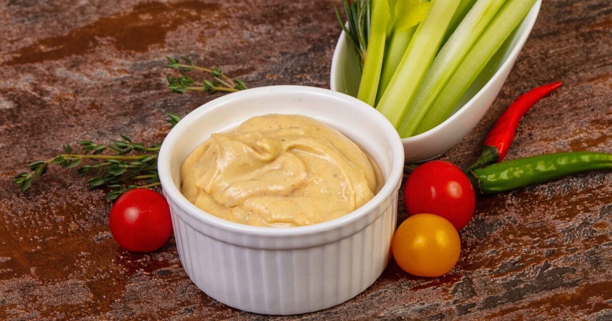 Vegan cuisine - Humus with celery sticks