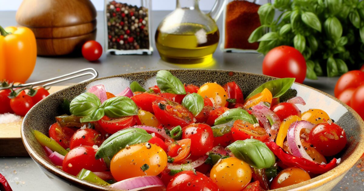 סלט עגבניות שרי חריף שמכניס טעם לפה