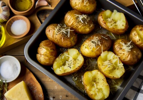 תפוחי אדמה מעוכים בתנור נימוחים בקלי קלות